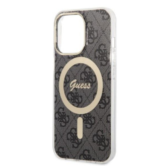 Set Guess GUBPP13LH4EACSK Case+ Charger iPhone 13 Pro černo/černé pevné pouzdro 4G Print MagSafe