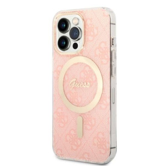 Set Guess GUBPP13LH4EACSP Case+ Charger iPhone 13 Pro růžové/růžové pevné pouzdro 4G Print MagSafe