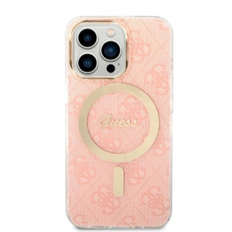 Set Guess GUBPP13LH4EACSP Case+ Charger iPhone 13 Pro růžové/růžové pevné pouzdro 4G Print MagSafe