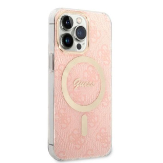 Set Guess GUBPP13LH4EACSP Case+ Charger iPhone 13 Pro růžové/růžové pevné pouzdro 4G Print MagSafe