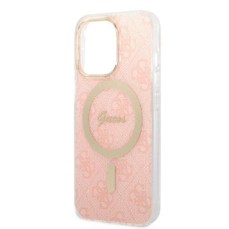 Set Guess GUBPP13LH4EACSP Case+ Charger iPhone 13 Pro růžové/růžové pevné pouzdro 4G Print MagSafe