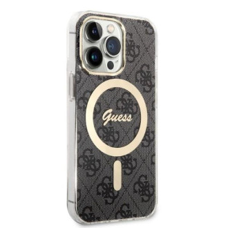 Set Guess GUBPP13XH4EACSK Case+ Charger iPhone 13 Pro Max černo/černé pevné pouzdro 4G Print MagSafe