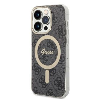 Set Guess GUBPP14LH4EACSK Case+ Charger iPhone 14 Pro 6,1" černý/černý pevný obal 4G Print MagSafe