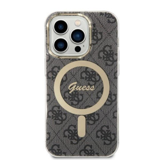 Set Guess GUBPP14LH4EACSK Case+ Charger iPhone 14 Pro 6,1" černý/černý pevný obal 4G Print MagSafe