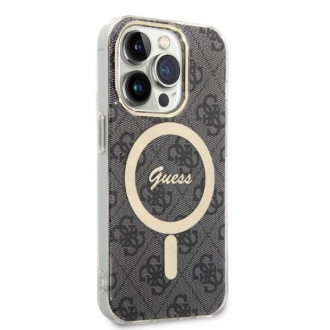 Set Guess GUBPP14LH4EACSK Case+ Charger iPhone 14 Pro 6,1" černý/černý pevný obal 4G Print MagSafe