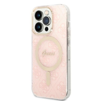 Set Guess GUBPP14LH4EACSP Case+ Charger iPhone 14 Pro 6,1" růžové/růžové pevné pouzdro 4G Print MagSafe