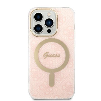 Set Guess GUBPP14LH4EACSP Case+ Charger iPhone 14 Pro 6,1" růžové/růžové pevné pouzdro 4G Print MagSafe