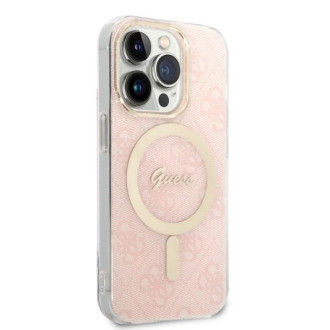 Set Guess GUBPP14LH4EACSP Case+ Charger iPhone 14 Pro 6,1" růžové/růžové pevné pouzdro 4G Print MagSafe