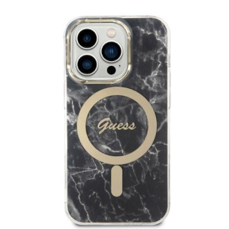 Set Guess GUBPP14LHMEACSK Case+ Charger iPhone 14 Pro 6.1" černý/černý pevný obal Marble MagSafe