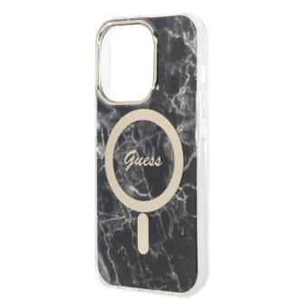 Set Guess GUBPP14LHMEACSK Case+ Charger iPhone 14 Pro 6.1" černý/černý pevný obal Marble MagSafe