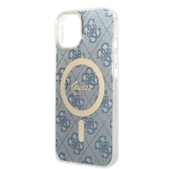 Set Guess GUBPP14MH4EACSB Case+ Charger iPhone 14 Plus 6,7" modrý/modrý pevný obal 4G Print MagSafe