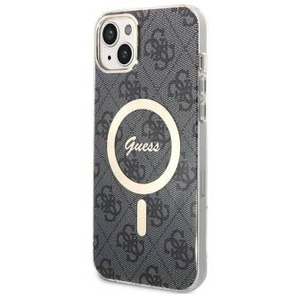 Set Guess GUBPP14MH4EACSK Case+ Charger iPhone 14 Plus 6,7" černý/černý pevný obal 4G Print MagSafe