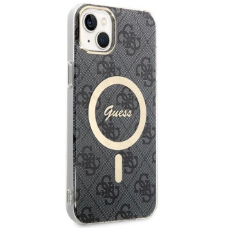 Set Guess GUBPP14MH4EACSK Case+ Charger iPhone 14 Plus 6,7" černý/černý pevný obal 4G Print MagSafe