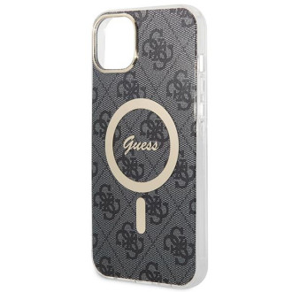 Set Guess GUBPP14MH4EACSK Case+ Charger iPhone 14 Plus 6,7" černý/černý pevný obal 4G Print MagSafe