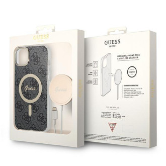 Set Guess GUBPP14MH4EACSK Case+ Charger iPhone 14 Plus 6,7" černý/černý pevný obal 4G Print MagSafe
