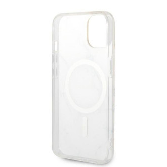 Set Guess GUBPP14MHMEACSH Case+ Charger iPhone 14 Plus 6,7" bílý/bílý pevný obal Marble MagSafe