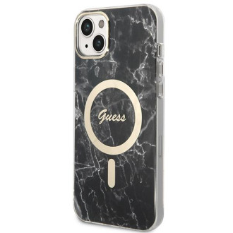 Set Guess GUBPP14MHMEACSK Case+ Charger iPhone 14 Plus 6,7" černý/černý pevný obal Marble MagSafe