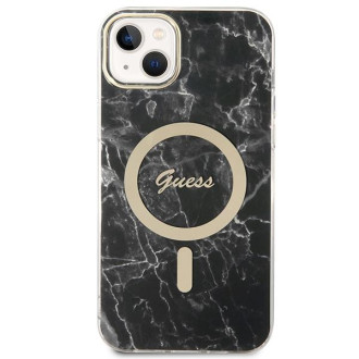 Set Guess GUBPP14MHMEACSK Case+ Charger iPhone 14 Plus 6,7" černý/černý pevný obal Marble MagSafe