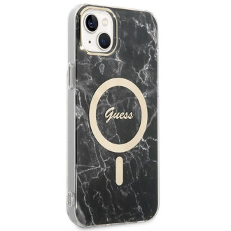 Set Guess GUBPP14MHMEACSK Case+ Charger iPhone 14 Plus 6,7" černý/černý pevný obal Marble MagSafe