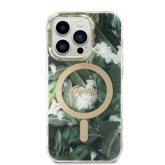 Set Guess GUBPP14XHJEACSA Case+ Charger iPhone 14 Pro Max 6,7" zelený/zelený pevný obal Jungle MagSafe