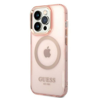 Guess GUHMP14LHTCMP iPhone 14 Pro 6,1&quot; růžové/růžové pevné pouzdro Gold Outline Translucent MagSafe