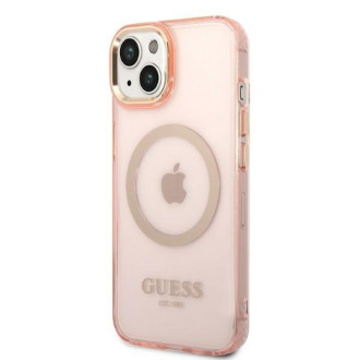 Guess GUHMP14MHTCMP iPhone 14 Plus 6,7&quot; růžové/růžové pevné pouzdro Gold Outline Translucent MagSafe