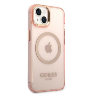 Guess GUHMP14MHTCMP iPhone 14 Plus 6,7&quot; růžové/růžové pevné pouzdro Gold Outline Translucent MagSafe