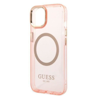 Guess GUHMP14MHTCMP iPhone 14 Plus 6,7&quot; růžové/růžové pevné pouzdro Gold Outline Translucent MagSafe