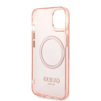 Guess GUHMP14MHTCMP iPhone 14 Plus 6,7&quot; růžové/růžové pevné pouzdro Gold Outline Translucent MagSafe