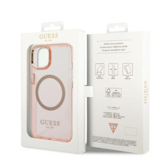 Guess GUHMP14MHTCMP iPhone 14 Plus 6,7&quot; růžové/růžové pevné pouzdro Gold Outline Translucent MagSafe