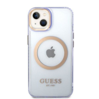 Guess GUHMP14SHTCMU iPhone 14 6,1&quot; fialový/fialový pevný obal Gold Outline Translucent MagSafe