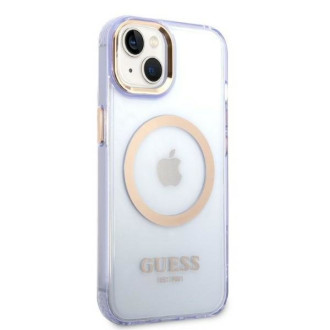 Guess GUHMP14SHTCMU iPhone 14 6,1&quot; fialový/fialový pevný obal Gold Outline Translucent MagSafe