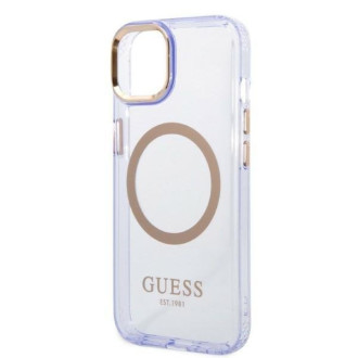 Guess GUHMP14SHTCMU iPhone 14 6,1&quot; fialový/fialový pevný obal Gold Outline Translucent MagSafe