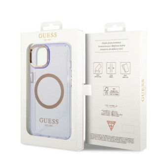 Guess GUHMP14SHTCMU iPhone 14 6,1&quot; fialový/fialový pevný obal Gold Outline Translucent MagSafe