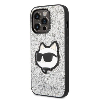 Karl Lagerfeld KLHCP14LG2CPS iPhone 14 Pro 6,1&quot; stříbrný/stříbrný pevný obal Glitter Choupette Patch