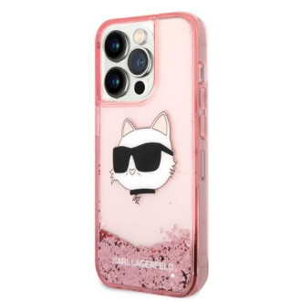 Karl Lagerfeld KLHCP14LLNCHCP iPhone 14 Pro 6,1&quot; růžové/růžové pevné pouzdro Glitter Choupette Head