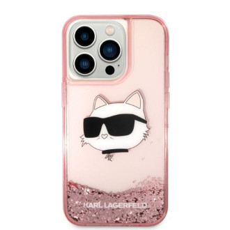 Karl Lagerfeld KLHCP14LLNCHCP iPhone 14 Pro 6,1&quot; růžové/růžové pevné pouzdro Glitter Choupette Head