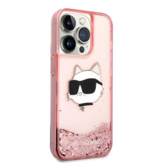 Karl Lagerfeld KLHCP14LLNCHCP iPhone 14 Pro 6,1&quot; růžové/růžové pevné pouzdro Glitter Choupette Head