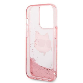 Karl Lagerfeld KLHCP14LLNCHCP iPhone 14 Pro 6,1&quot; růžové/růžové pevné pouzdro Glitter Choupette Head