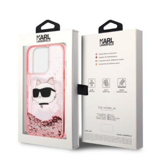 Karl Lagerfeld KLHCP14LLNCHCP iPhone 14 Pro 6,1&quot; růžové/růžové pevné pouzdro Glitter Choupette Head