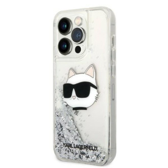 Karl Lagerfeld KLHCP14LLNHCCS iPhone 14 Pro 6,1&quot; stříbrný/stříbrný pevný obal Glitter Choupette Head