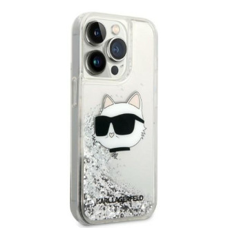 Karl Lagerfeld KLHCP14LLNHCCS iPhone 14 Pro 6,1&quot; stříbrný/stříbrný pevný obal Glitter Choupette Head