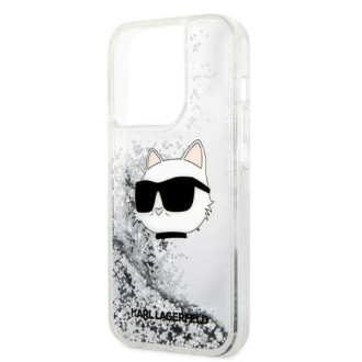 Karl Lagerfeld KLHCP14LLNHCCS iPhone 14 Pro 6,1&quot; stříbrný/stříbrný pevný obal Glitter Choupette Head