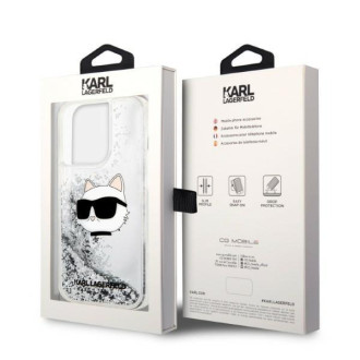 Karl Lagerfeld KLHCP14LLNHCCS iPhone 14 Pro 6,1&quot; stříbrný/stříbrný pevný obal Glitter Choupette Head