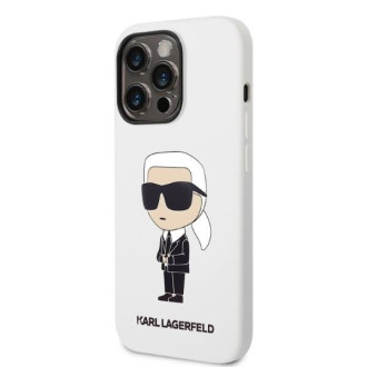 Karl Lagerfeld KLHCP14LSNIKBCH pevný obal iPhone 14 Pro 6,1&quot; bílý/bílý silikonový Ikonik