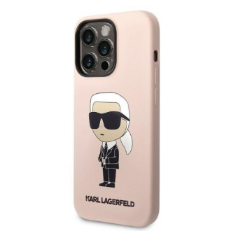 Karl Lagerfeld KLHCP14LSNIKBCP iPhone 14 Pro 6,1&quot; pevný obal růžový/růžový silikonový Ikonik
