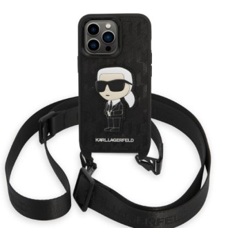 Karl Lagerfeld KLHCP14LSTKMK iPhone 14 Pro 6,1&quot; černo/černé pevné pouzdro Monogram Ikonik Patch