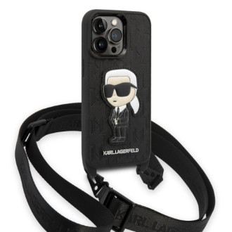 Karl Lagerfeld KLHCP14LSTKMK iPhone 14 Pro 6,1&quot; černo/černé pevné pouzdro Monogram Ikonik Patch