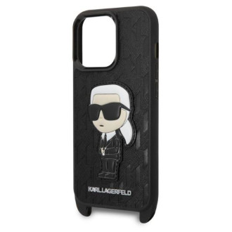 Karl Lagerfeld KLHCP14LSTKMK iPhone 14 Pro 6,1&quot; černo/černé pevné pouzdro Monogram Ikonik Patch