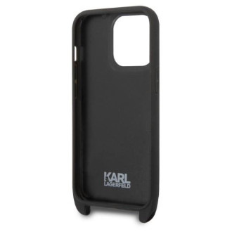Karl Lagerfeld KLHCP14LSTMMK iPhone 14 Pro 6,1&quot; pevné pouzdro černo/černý Monogram Plaque Logo Popruh